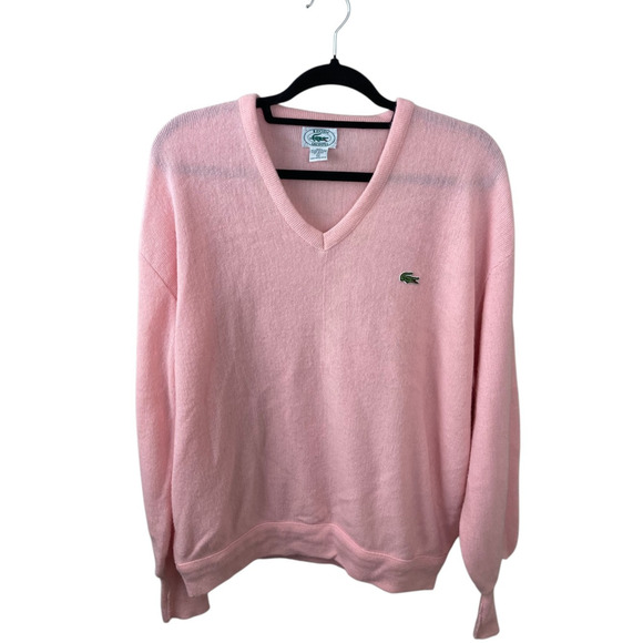 Vintage IZOD LACOSTE Men's V-Neck Pink Sweater Made in USA Size XL Preppy - Picture 1 of 3